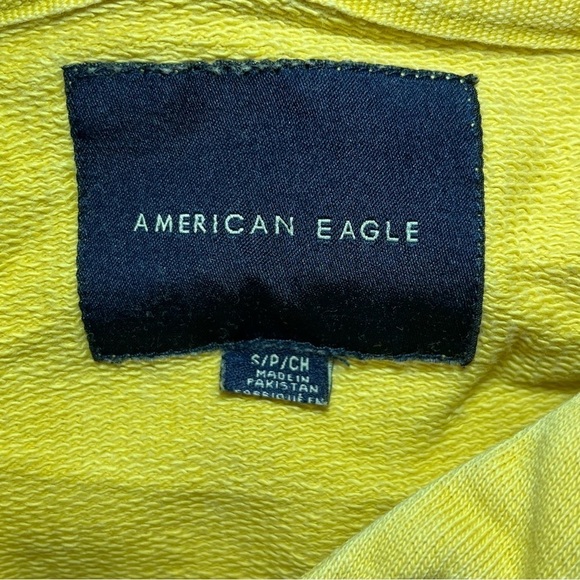 American Eagle Sweatshirt Mens Small Yellow Pullover Hoodie Embroidered - Picture 4 of 9